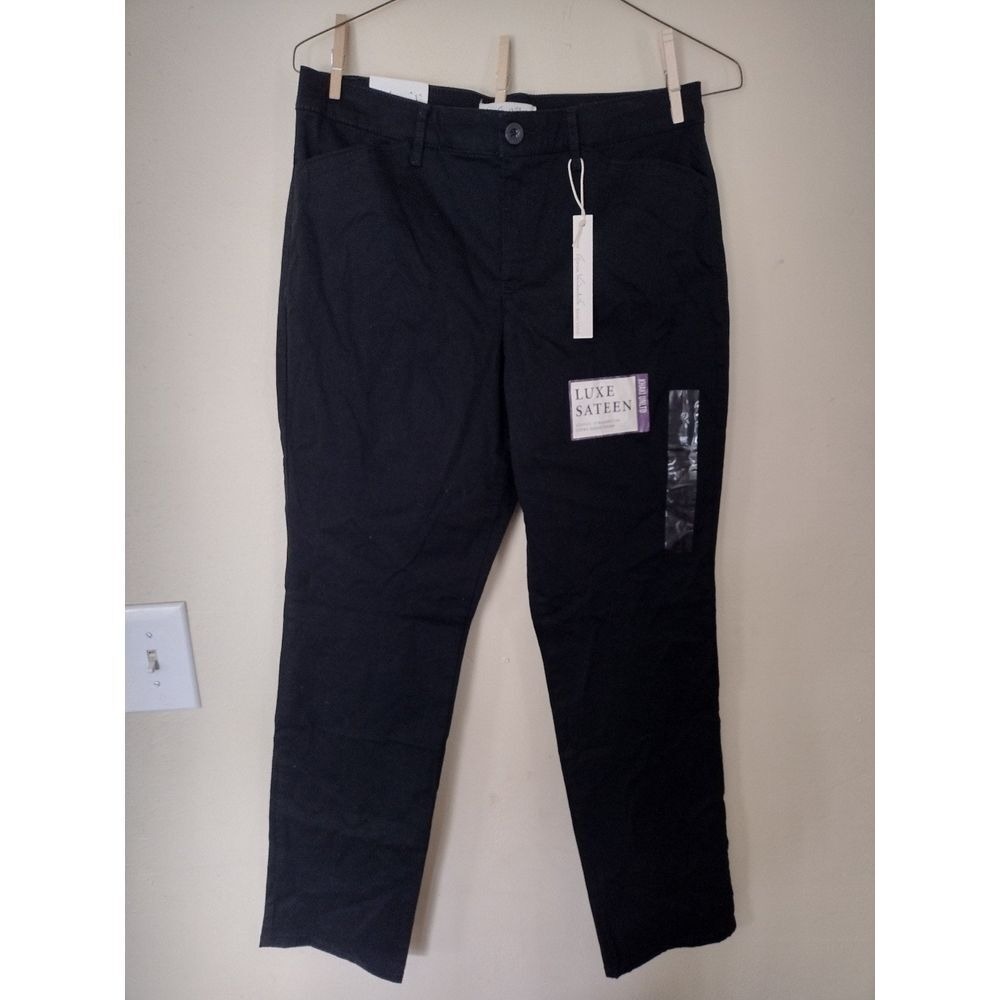 Gloria Vanderbilt Luxe Sateen Classic Straight Leg Black Pants Womens‎ Size 10